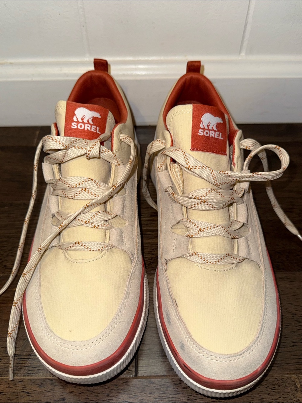 SOREL Kinetic Impact II Wonder Lace Women’s Size 10 Cream Orange Sneakers - Picture 2 of 8